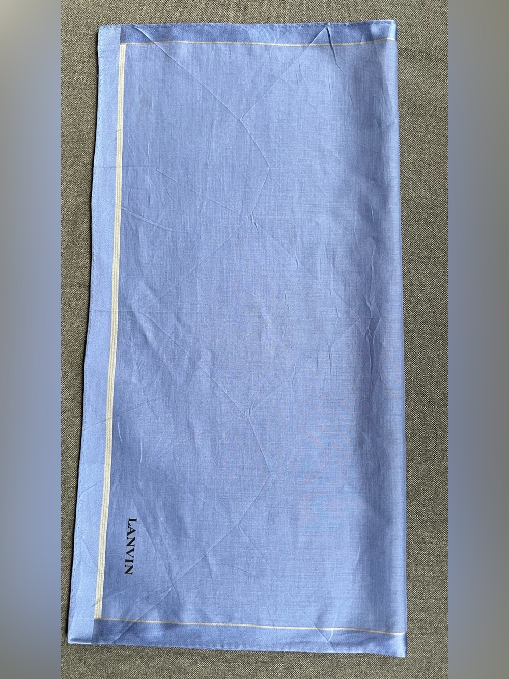 VTG LANVIN Paris Cotton Silk Blend Pocket Square 19 Handkerchief Periwinkle Blue